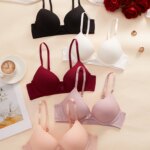 1, 3 o 5 piezas de sujetadores de mujer para uso diario, lisos, con cierre frontal, push-up, sexys, acanalados, sin forro, lencería femenina dulce