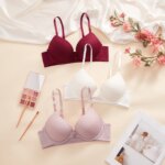 1, 3 o 5 piezas de sujetadores de mujer para uso diario, lisos, con cierre frontal, push-up, sexys, acanalados, sin forro, lencería femenina dulce - Imagen 3