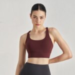 Sujetador deportivo de Color sólido con espalda cruzada para mujer, Top ajustado de alta resistencia, ropa interior de entrenamiento integral para gimnasio y Yoga con almohadilla para el pecho - Imagen 3