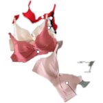 Conjunto de sujetador y bragas sin costuras para mujer, color blanco, fino, con efecto push-up, sin aros, ropa interior cómod... - Imagen 5