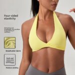 YOGA Sujetadores deportivos acolchados con tiras y sensación desnuda para mujer - Top de entrenamiento físico Sujetadores deportivos de yoga con espalda cruzada Sin anillo de acero