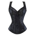 Corsé de mujer con correas Corsés por encima del busto Chaleco Corsés y corpiño Steampunk Top de corsé de jacquard deshuesado con cordones