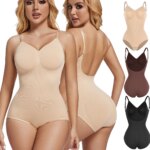 Body con espalda baja para mujer, moldeador de cuerpo con entrepierna abierta, corsé Sexy con Control de barriga, camiseta sin mangas, ropa interior sin espalda