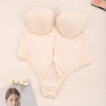 Sujetador moldeador para mujer, corsé con escote en V profundo, Tanga, entrenador de cintura, correa transparente, ropa moldeadora de realce, monos sin espalda, Push Up acolchado - Imagen 3