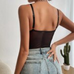 Ropa interior Sexy para mujer, corsé elástico con espalda descubierta, Body de encaje gótico con cuello en V, corpiño para mujer, lencería con tirantes por encima del busto transpirable - Imagen 6