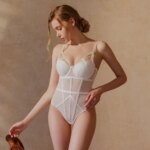 Body de corsé sexy ajustado para mujer, sin mangas, de gasa, con entrepierna abierta, mono corto, lencería de moda, camisola, romper liso - Imagen 6