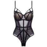 Body de corsé sexy ajustado para mujer, sin mangas, de gasa, con entrepierna abierta, mono corto, lencería de moda, camisola, romper liso - Imagen 4