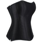 Corsé por encima del busto para mujer, Top de satén blanco y negro, corpiño sencillo y elegante, faja gótica con cremallera en la cintura, ropa moldeadora Sexy - Imagen 2