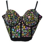 Punk Corset Rhinestone Diamond Tank Top mujeres sujetador escenario fiesta Camis camisa de lentejuelas ropa de mujer y2k Blusa Crop Tops señoras Shaper