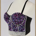 Punk Corset Rhinestone Diamond Tank Top mujeres sujetador escenario fiesta Camis camisa de lentejuelas ropa de mujer y2k Blusa Crop Tops señoras Shaper - Imagen 4