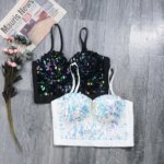Punk Corset Rhinestone Diamond Tank Top mujeres sujetador escenario fiesta Camis camisa de lentejuelas ropa de mujer y2k Blusa Crop Tops señoras Shaper - Imagen 6
