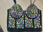 Punk Corset Rhinestone Diamond Tank Top mujeres sujetador escenario fiesta Camis camisa de lentejuelas ropa de mujer y2k Blusa Crop Tops señoras Shaper - Imagen 2