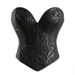 Corsé Vintage Plateado con Brillo y Brocado para Mujer, Top sin Tirantes, Bustier Overbust con Varillas, Moldeador de Cintura, Corsés Góticos
