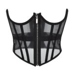 Corsé de malla transparente para mujer, corpiño de entrenamiento de cintura con cremallera, moldeador Sexy, Top corto dulce para Club nocturno