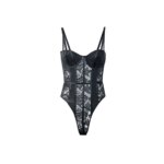 Body de encaje Sexy para mujer, Top elegante para mujer, monos acanalados ajustados lisos para verano 2025 - Imagen 6