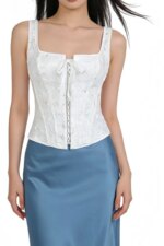 Top Corsé Floral Romántico con Bordado y Lazos Delanteros, Moldeador de Cintura para Mujer - Imagen 3