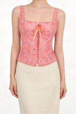 Top Corsé Floral Romántico con Bordado y Lazos Delanteros, Moldeador de Cintura para Mujer - Imagen 5