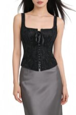 Top Corsé Floral Romántico con Bordado y Lazos Delanteros, Moldeador de Cintura para Mujer - Imagen 2