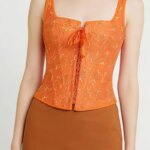 Top Corsé Floral Romántico con Bordado y Lazos Delanteros, Moldeador de Cintura para Mujer