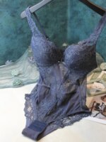 Body de encaje sexy con tirantes huecos para mujer, lencería, top moldeador, sujetador, ropa de casa con estampado floral de ... - Imagen 3