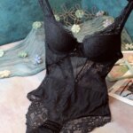 Body de encaje sexy con tirantes huecos para mujer, lencería, top moldeador, sujetador, ropa de casa con estampado floral de ...