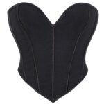 Top corsé sin tirantes con escote corazón, de tela tejida sólida, con cordones en la espalda, sin relleno.
