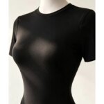 Body de manga corta básico de la marca QQ, para mujer, ideal para el verano, con cuello redondo, corte ajustado, estilo «romper», para uso urbano, de alta calidad, con espalda descubierta y muy cómodo. - Imagen 5