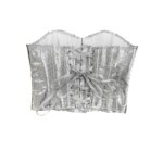 Top corsé de lentejuelas plateadas, sin tirantes, estilo gótico Y2K, para fiestas, festivales, discotecas, ajustado al cuerpo, chaleco delgado para mujer - Imagen 5