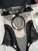 Conjunto de lencería sexy de encaje bordado ultrafino francés para mujer, body de malla transpirable, mono tentador con aberturas. - Imagen 6