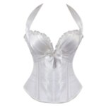 Top corsé gótico de satén para mujer, estilo vintage, con varillas, halter, lazo, bustier, moldeador, con cordones, para fiesta