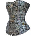 Corsé Steampunk Plateado para Mujer, Top de Moda, Bustier Gótico Vintage con Cordones, Corsé Medieval, Bustier Burlesque