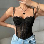 Corsé de mujer con varillas de acero, top moldeador vintage con encaje para estilizar la cintura