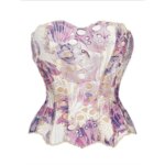 Faja Moldeadora sin Mangas con Encaje Floral y Diseño de Espina de Pescado para Mujer, Ajuste Delgado, Control de Abdomen, Corsé con Cordones, Estilo Urbano - Imagen 3