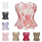 Faja Moldeadora sin Mangas con Encaje Floral y Diseño de Espina de Pescado para Mujer, Ajuste Delgado, Control de Abdomen, Corsé con Cordones, Estilo Urbano - Imagen 6