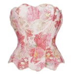 Faja Moldeadora sin Mangas con Encaje Floral y Diseño de Espina de Pescado para Mujer, Ajuste Delgado, Control de Abdomen, Corsé con Cordones, Estilo Urbano - Imagen 2