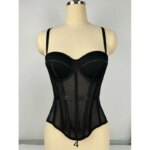 Corsé de malla transparente sexy para mujer, elegante top corto moldeador de cintura, bustier para mujer, top corto de noche para chicas, moldeador de cuerpo corto para mujer - Imagen 4