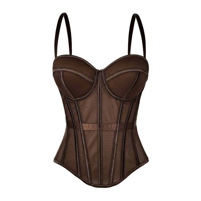36057-uzupou.jpg Corsé de malla transparente sexy para mujer, elegante top corto moldeador de cintura, bustier para mujer, top corto de noche para chicas, moldeador de cuerpo corto para mujer - Imagen 1