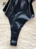SINGREINY-body Sexy de cuero PU sin tirantes para mujer, traje Bandage con espalda descubierta, ropa de calle Retro americana, pelele, monos de verano - Imagen 5