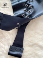 SINGREINY-body Sexy de cuero PU sin tirantes para mujer, traje Bandage con espalda descubierta, ropa de calle Retro americana, pelele, monos de verano - Imagen 6