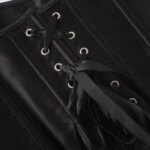 Top corsé de cuero sintético con cuello halter para mujer, con hebilla frontal, cordones en la espalda y diseño que estiliza la cintura. Bustier sexy para uso diario o en fiestas. - Imagen 4