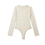 Mono de manga larga con cuello redondo de malla para mujer, ropa Sexy Retro, Jersey, Top Sexy - Imagen 4