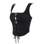 Top Corsé Negro Sexy para Mujer, con Aros, Tirantes Anchos y Cordones, Estilo Gótico, Ropa de Club, Fiesta, Rave - Imagen 2