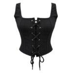 Top Corsé Negro Sexy para Mujer, con Aros, Tirantes Anchos y Cordones, Estilo Gótico, Ropa de Club, Fiesta, Rave