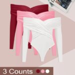 Conjunto de tres piezas para mujer: Bodysuits nuevos de primavera, sexy, sin espalda, corsé ajustado, moda cruzada, mangas largas, ropa casual elegante para dama.