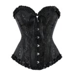 Corsé Overbust para mujer Korset Basques Top de encaje floral Bustier Jacquard Lencería Corselet - Imagen 2
