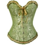 Corsé Overbust para mujer Korset Basques Top de encaje floral Bustier Jacquard Lencería Corselet - Imagen 4