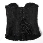 Corsé Overbust para mujer Korset Basques Top de encaje floral Bustier Jacquard Lencería Corselet - Imagen 3