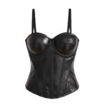 Top corsé de piel sintética de cocodrilo para mujer, con tirantes finos ajustables, bustier moldeador, ceñido a la cintura, para fiesta nocturna, crop top C - Imagen 3