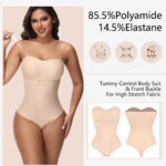 Body sin tirantes con hombros descubiertos para mujer, Top de tubo con corpiño, cierre frontal, ropa moldeadora con Control de barriga, ropa interior acolchada extraíble, S-4XL - Imagen 2