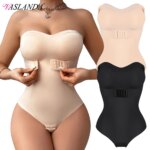 Body sin tirantes con hombros descubiertos para mujer, Top de tubo con corpiño, cierre frontal, ropa moldeadora con Control de barriga, ropa interior acolchada extraíble, S-4XL